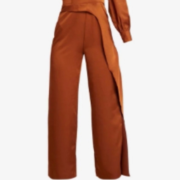 NWOT FOXIEDOX Rust Orange Winter Satin Jumpsuit - Picture 2 of 7
